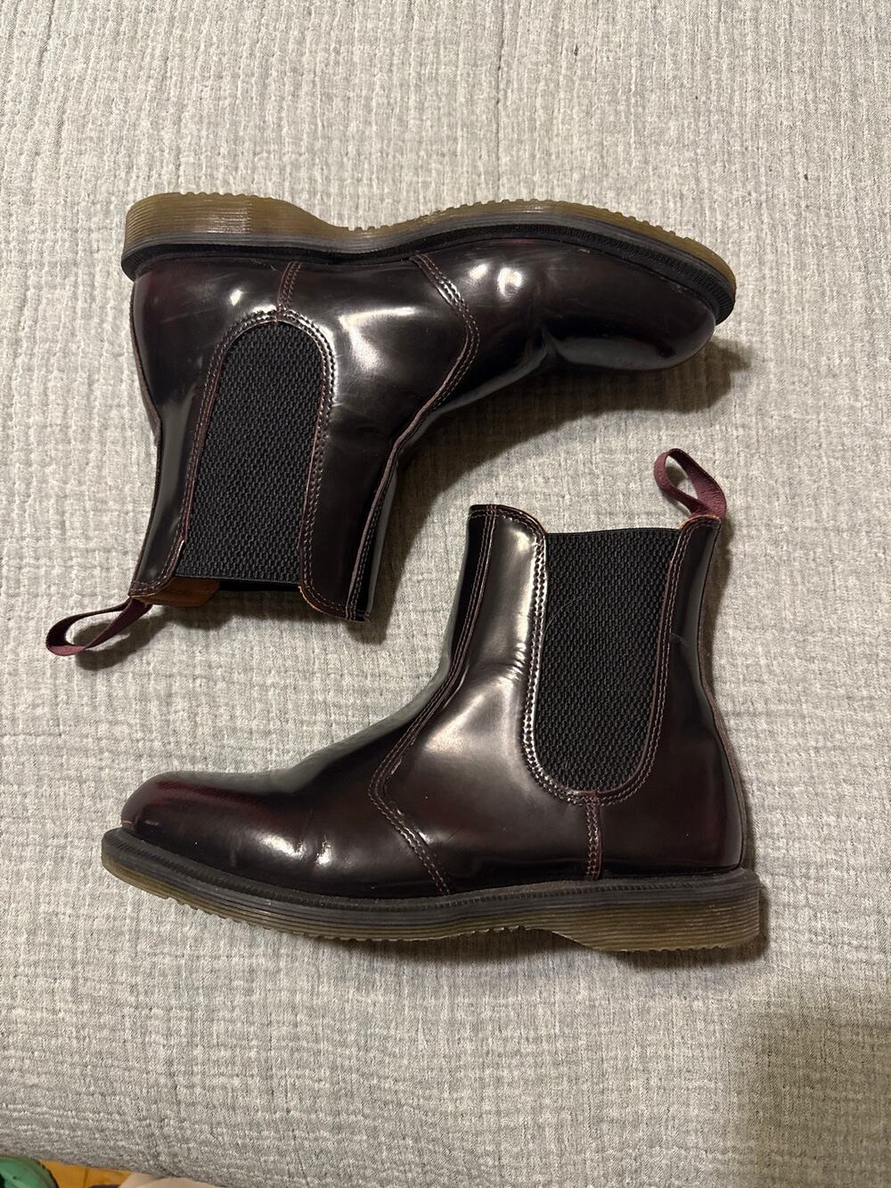 Dr. Martens Flora Patent Leather Cherry Red Tone Chelsea Boot Size US Women’s 7